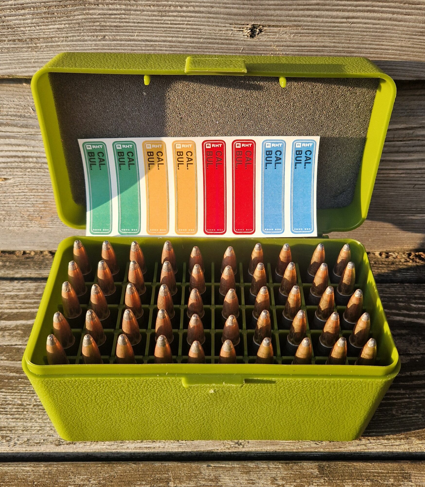 Коробка на 50 патронов .30-06 Spr, 9.3x62, .300 Win Mag RHT Ammo Box L-50 (зеленый)