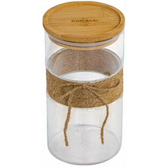 Банка Attribute ELSA 1000 мл для сыпучих продуктов стекло/бамбук (AJB109)