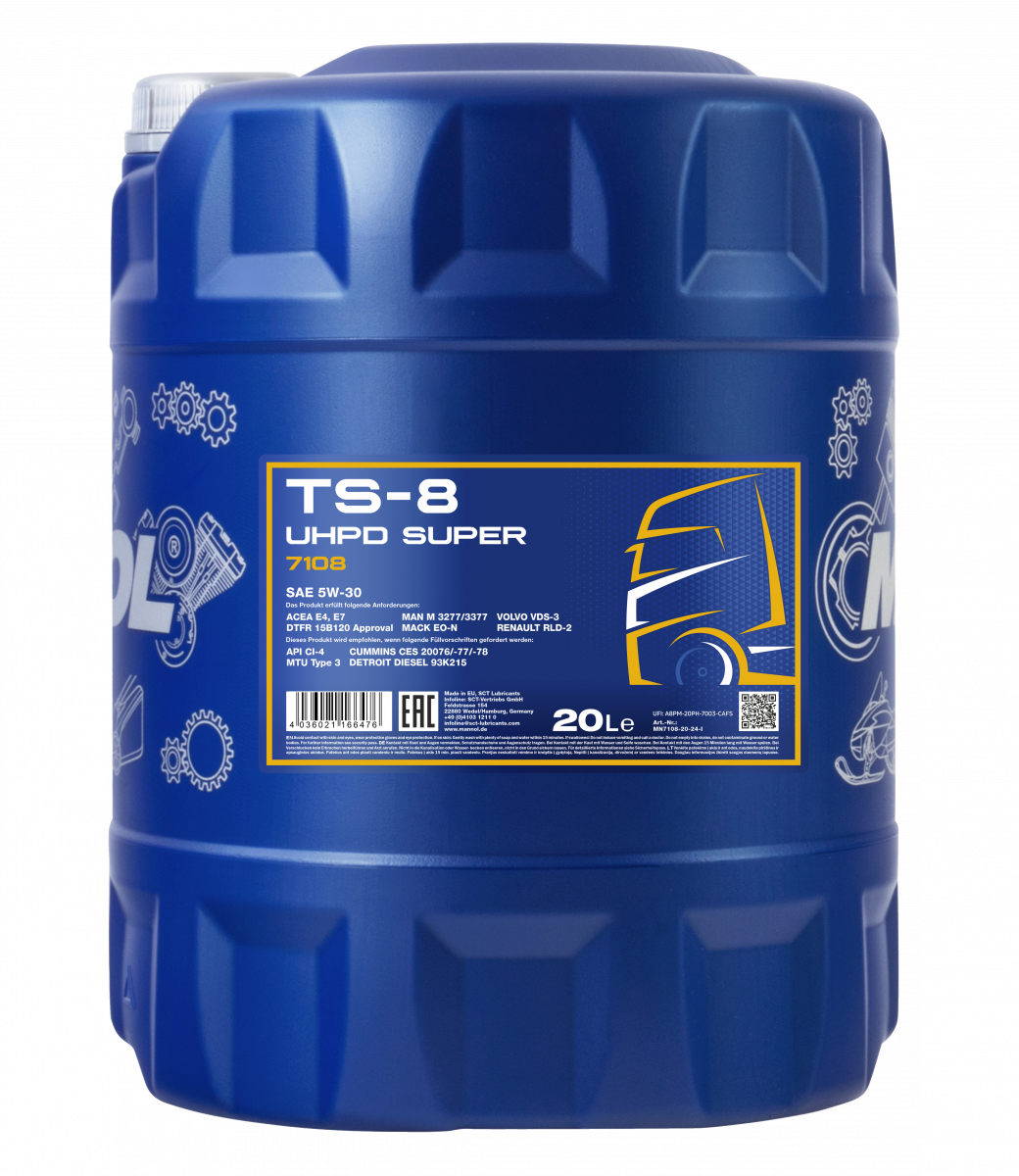 Синтетическое моторное масло Mannol TS-8 UHPD Super 5W-30, 20 л