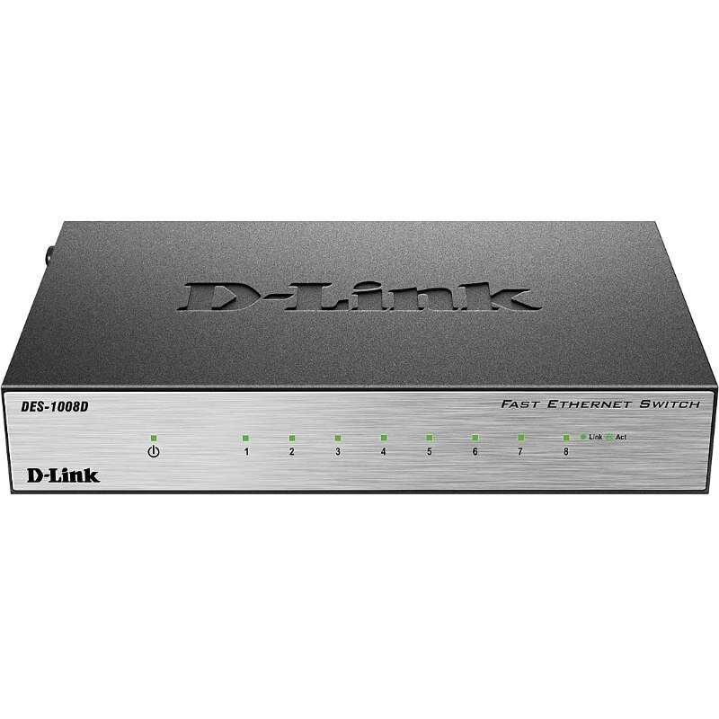 D-Link Сетевой коммутатор/ DES-1008D/L2B Unmanaged Switch 8x100Base-TX, metal case