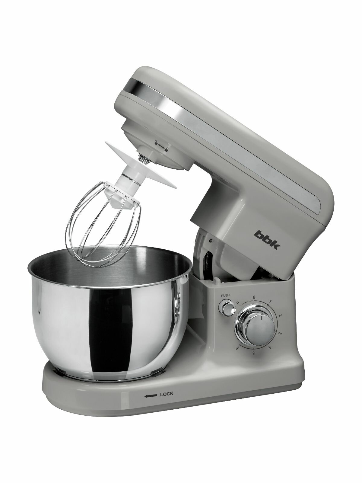 BBK Миксер планетарный KBM1400 объем чаши 4 л 6 скоростей мощность 1500 Вт импульсный режим серый