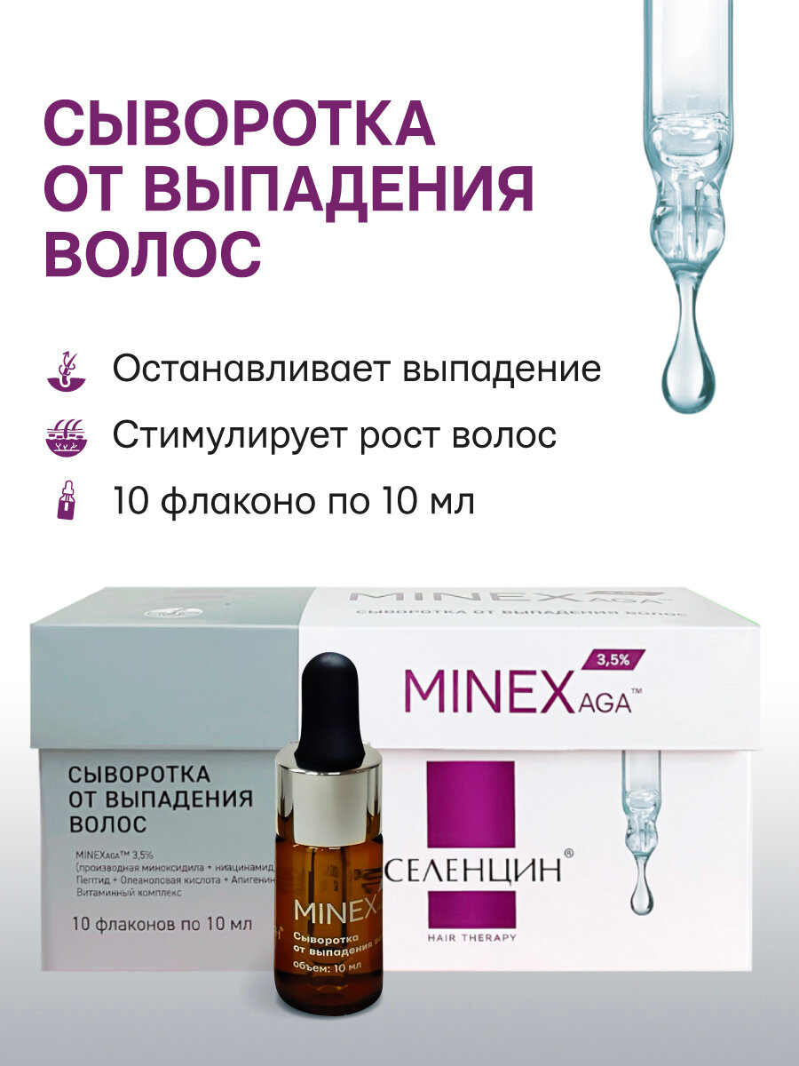 Сыворотка от выпадения волос для тонких и поврежденных волос Селенцин Minexaga