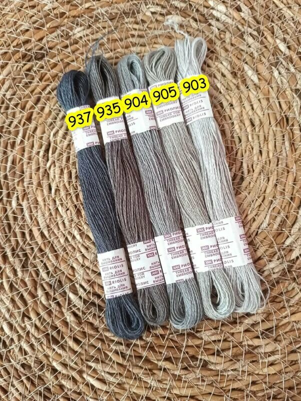 Нитки мулине для вышивания шерсть/акрил Риолис набор 5шт Сумерки — фото 1