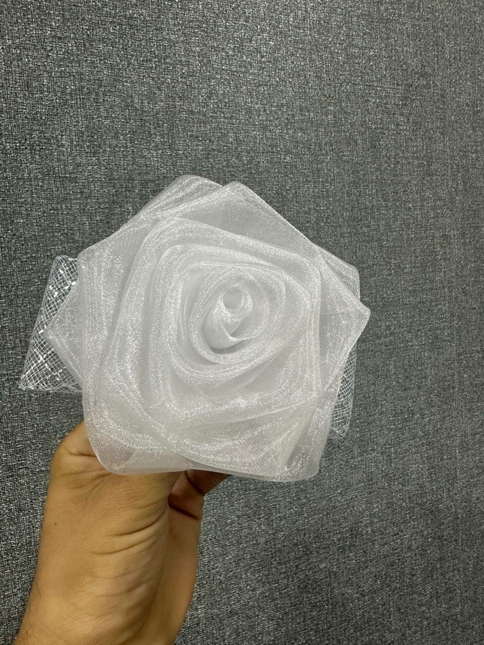 Бантик для волос "Роза", для девочек, текстиль, белый