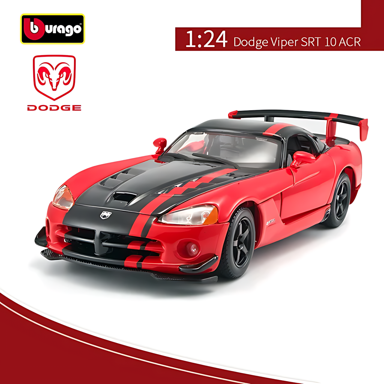 Модель автомобиля Bburago, 1:24, под давлением, Dodge Viper SRT 10, Acr
