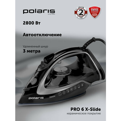 Утюг Polaris PIR 2821AK с автоотключением и паровым ударом 200 г/мин, черный/графит — купить, цена, характеристики