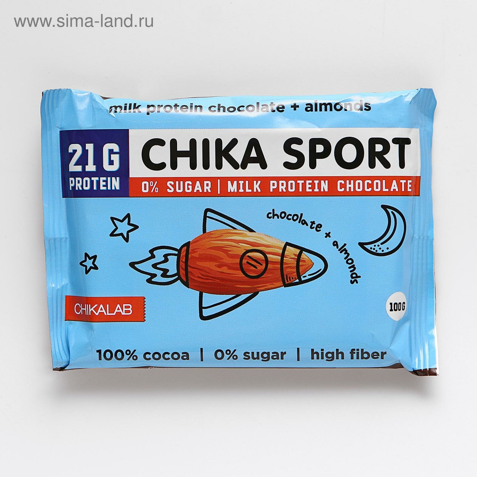 Шоколад молочный с миндалём, CHIKA SPORT, 100 г