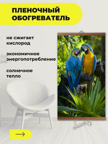 Изображение товара Интерьерная картина / Настенный обогреватель "Попугаи" 60х105 см