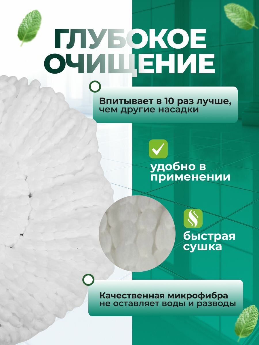 Насадка на швабру Мой Дом Торнадо, с отжимом, микрофибра, 32x32 см — фото 1