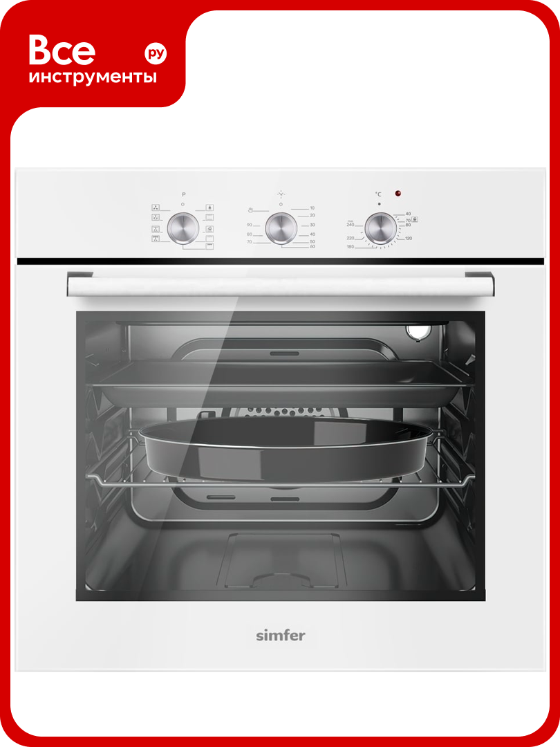 Электрический духовой шкаф Simfer 8 режимов работы, конвекция, гриль B6EW19071