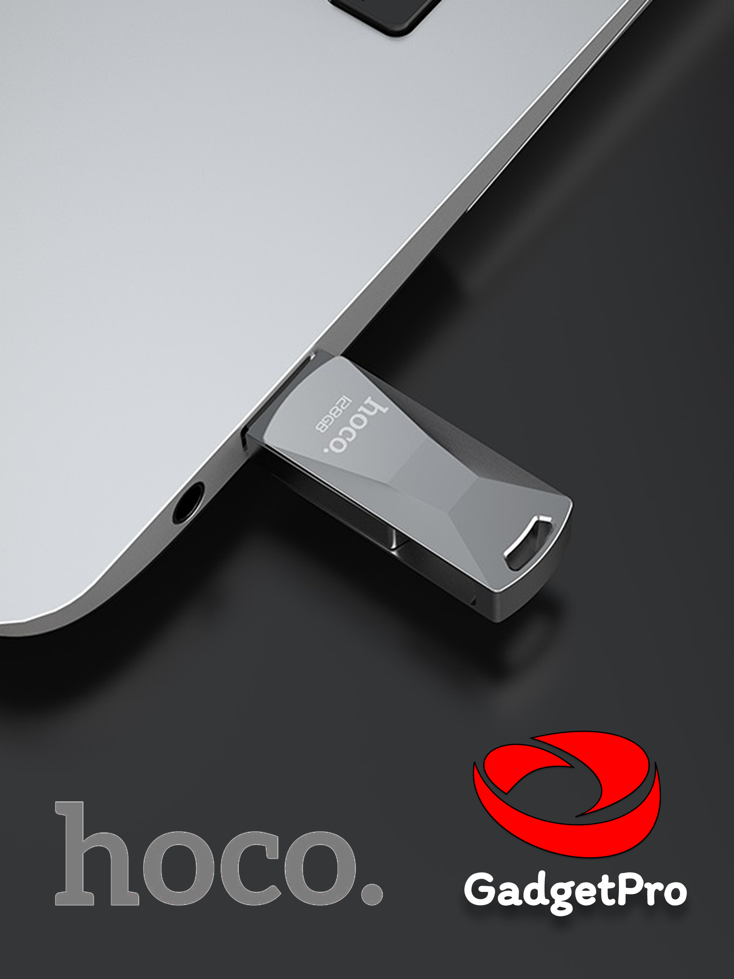 Флеш-накопитель Hoco UD5 Wisdom USB 3.0, 128ГБ, металл, серебристый корпус