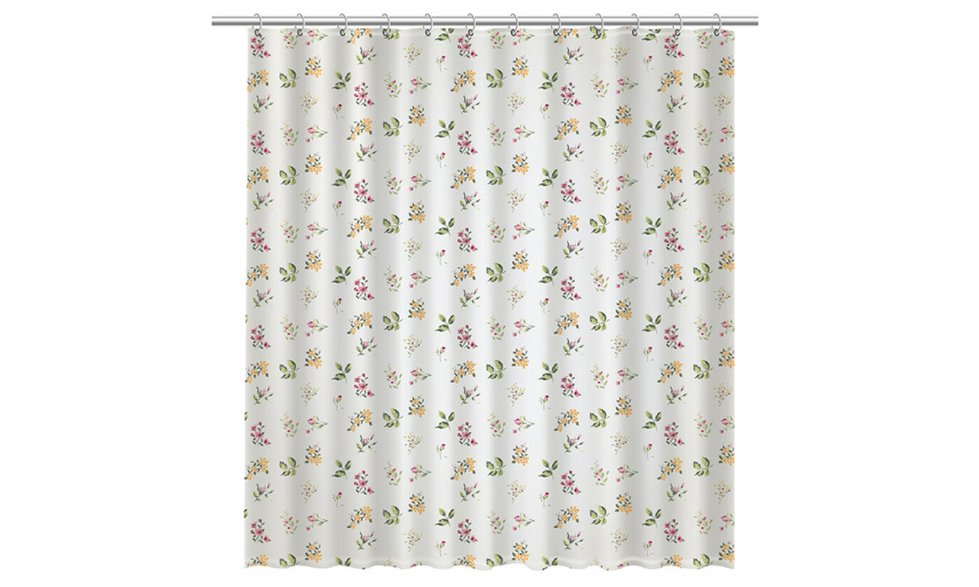Шторка для ванны Fixsen Flora полиэстер 180x200 см белая с рисунком