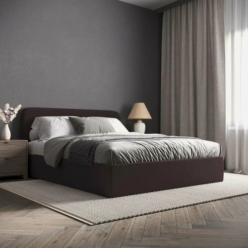 Изображение товара 180х190, InRoom двуспальная кровать с настилом Abstraction NS, велюр темно-коричневый