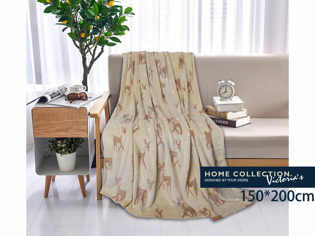 Плед SEWARD PARK 150x200 мягкий плюшевый жаккард светящийся Бемби бежевый