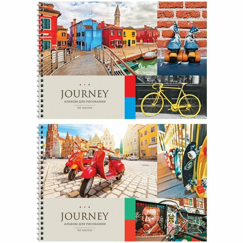 Альбом для рисования 40л, А4, на гребне ArtSpace "Путешествия. Collage of travel"