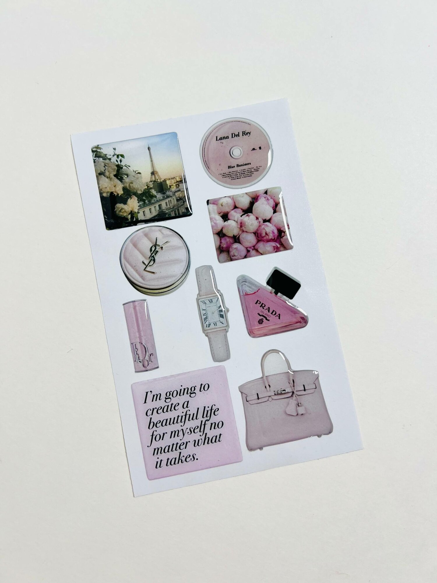 3D Стикеры наклейки на телефон, планшет, набор 9 "Pink Paris" — фото 1