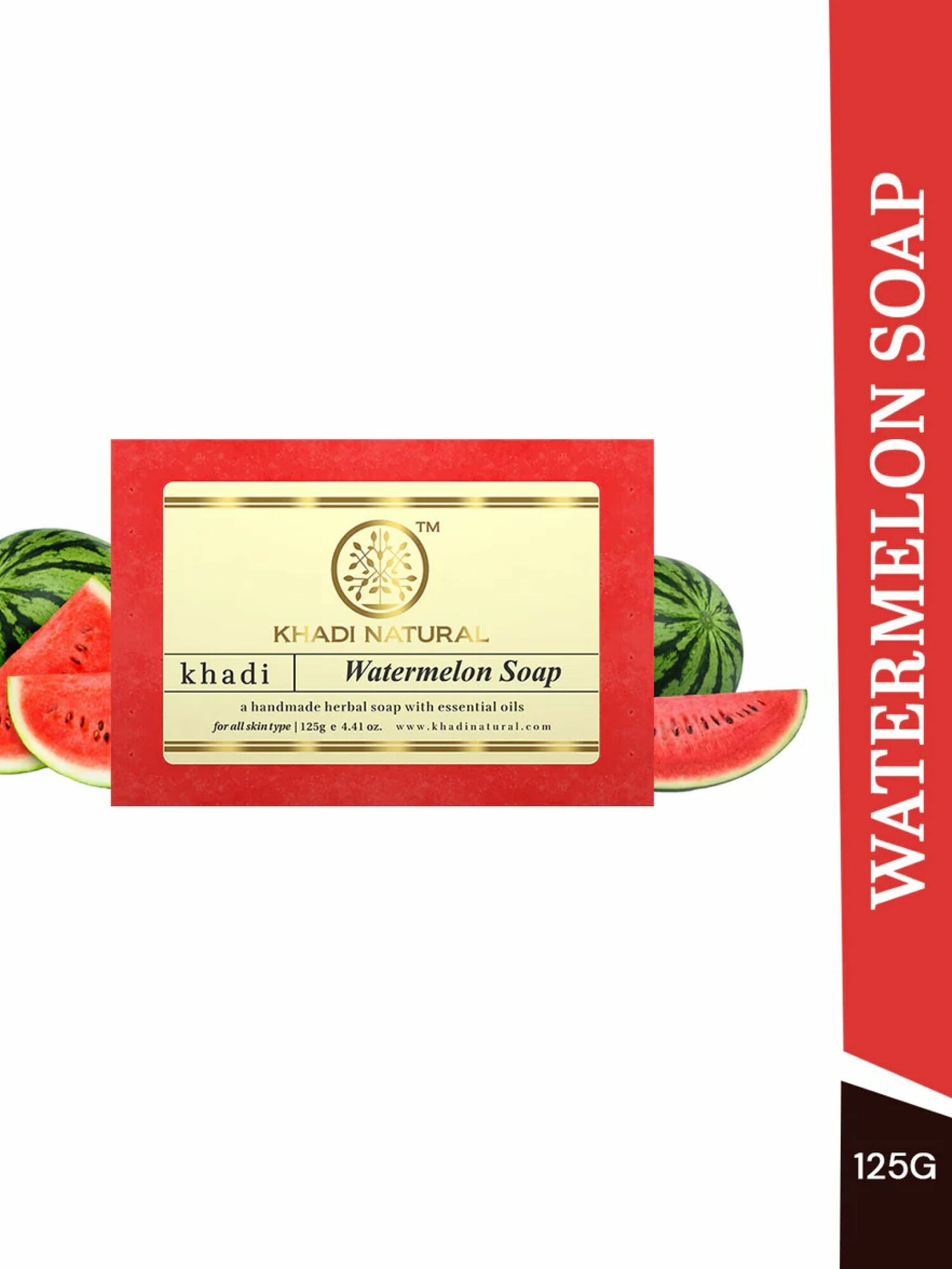 Мыло твердое Khadi Natural туалетное натуральное Арбуз (Watermelon Soap) 125 г