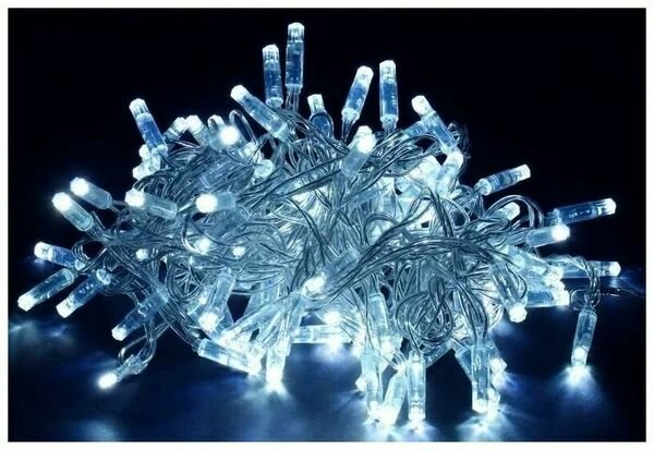Гирлянда "Нить" IEK, 20м, 200LED, бел. IP44, провод прозр. 230В с контроллером 8 режимов, Арт: LGDU111-2-200-20-T-S-44.