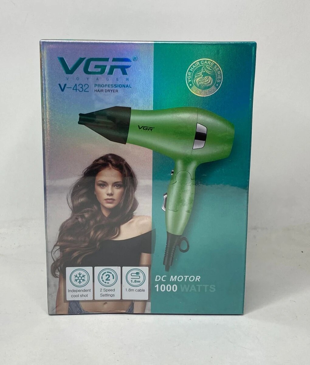 Фен VGR V-432, складной, мощность 1000 Вт, 2 скорости, 3 температурных режима, для путешествий