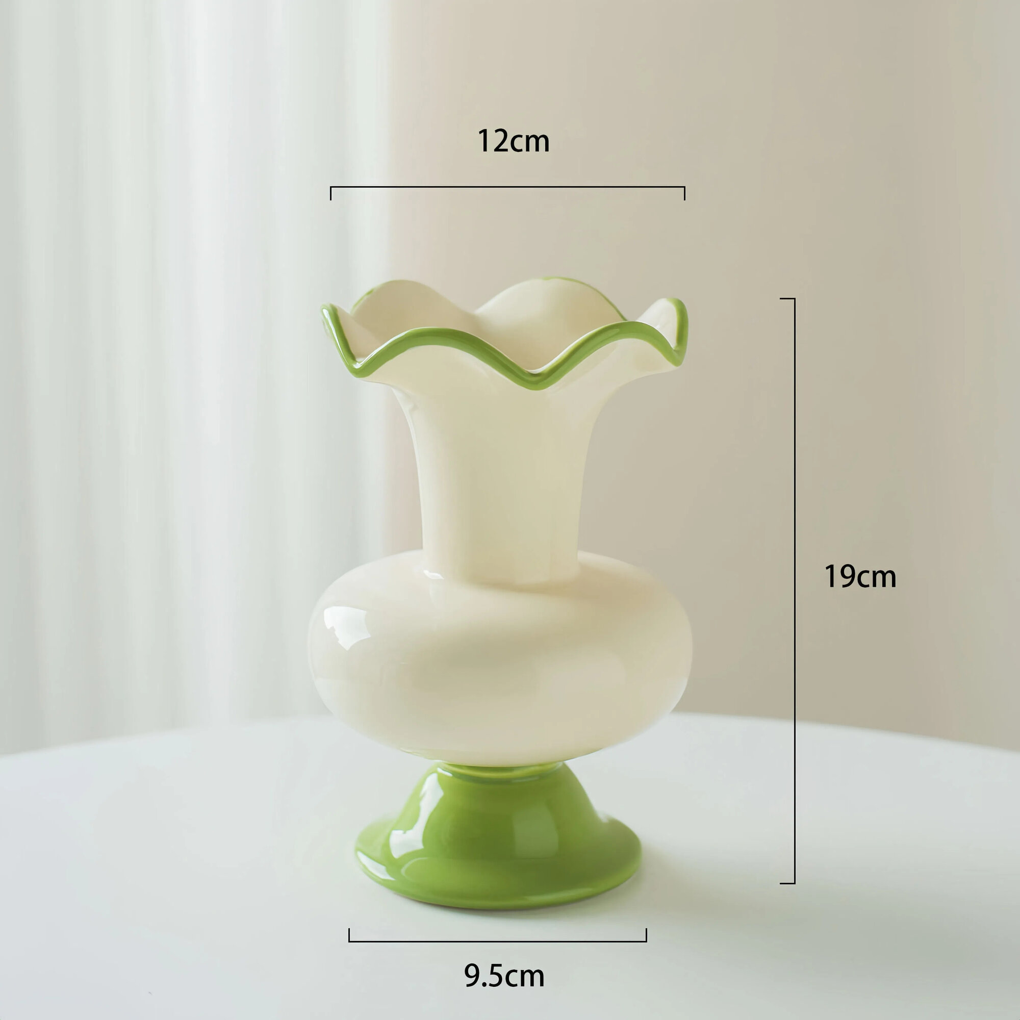 Калибр вазы контрастного цвета 4 см, высота 17 см, ширина 11 см, стеклянная художественная ваза для цветов