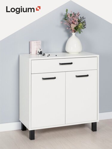 Изображение товара Комод для вещей 74,2 х 33,8 х 77,7см, Стронг 13.310.02, лофт, для спальни и прихожей, белый шагрень