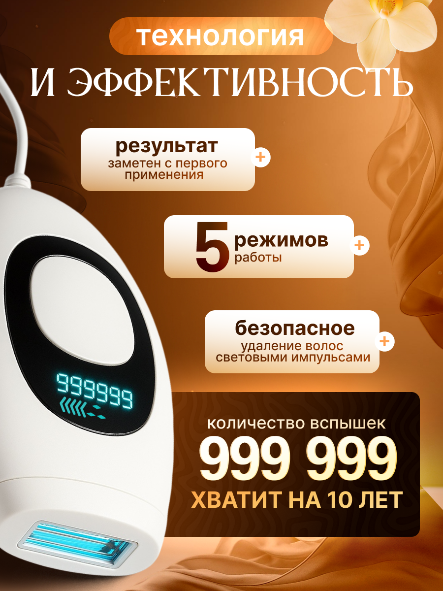 Картинки Лазерный фотоэпилятор Профессиональный, с IPL-технологией и охлаждением, 2 Режима работы, Для домашнего использования