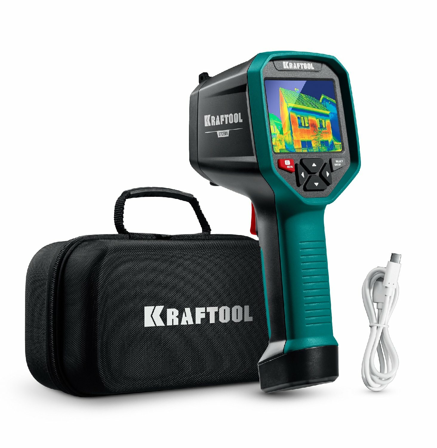 Тепловизор KRAFTOOL GTC 500 49152 точки измерения температуры 256х192 пикс 56° 42° поле зрения 0.15 м фокус USB-C Wi-Fi 8 Гб памяти