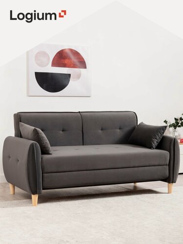 Изображение товара Диван раскладной Ханна 01.05 ТД 538 Вивальди 37, размер 170*89*85 см, еврокнижка (темный серый)