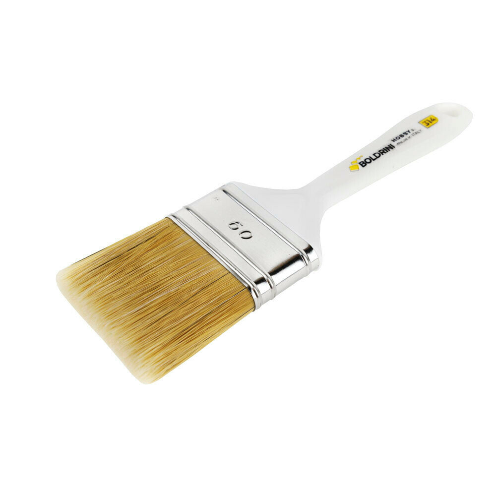 Кисть плоская натуральная щетина пластиковая ручка Boldrini 60х15 мм для всех типов ЛКМ на любой основе