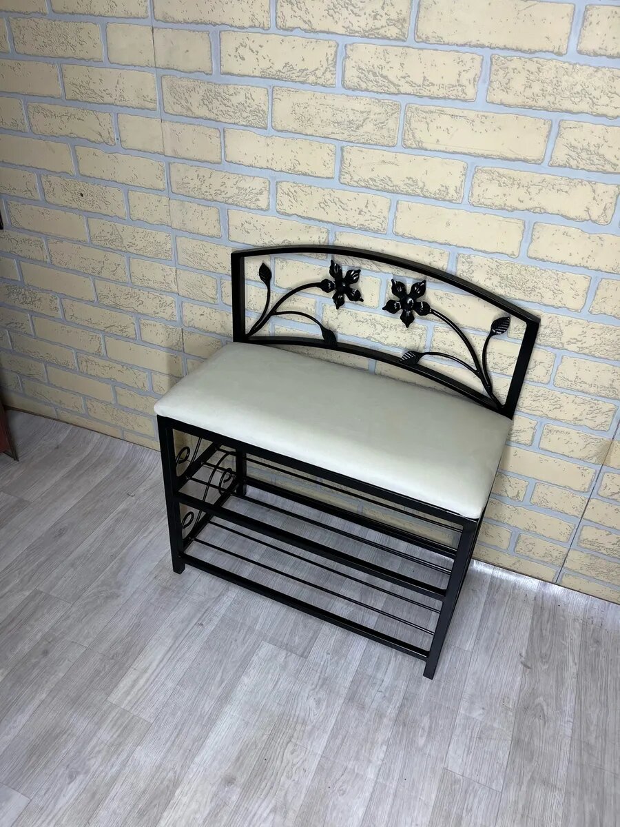 Кованая банкетка №04, Студия кованой мебели Нива, цвет слоновая кость — фото 1