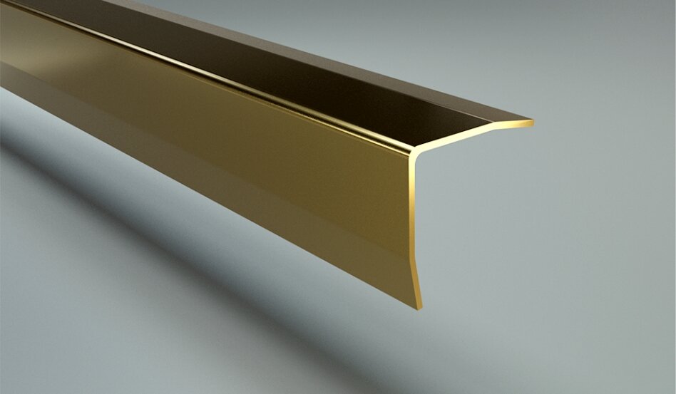Наружный угол из нержавеющей стали под золото/латунь шлифовка 20х20х3000мм L-2