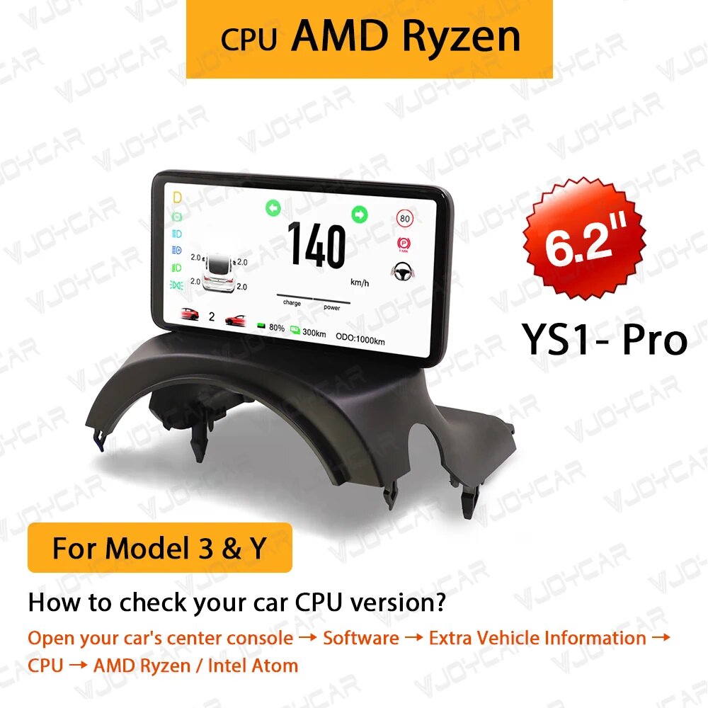 2024 модель 3 Y 62 'HUD-экран 46' приборная панель кластер инструмент HD ЖК-спидометр для модификации Тесла автомобильные аксессуары YS1-Pro-AMD