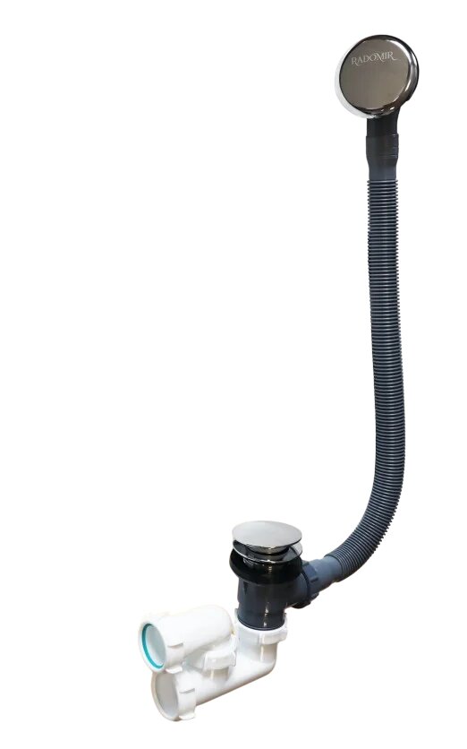 Слив перелив для ванны Radomir 2 19 0 0 9 000 50 мм  клик клак  хром  с сифоном