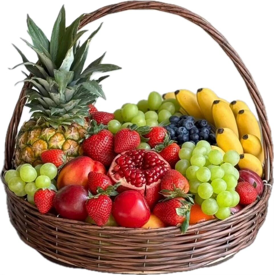 Корзина с фруктами №2 (Ананас гранат виноград бананы клубника)