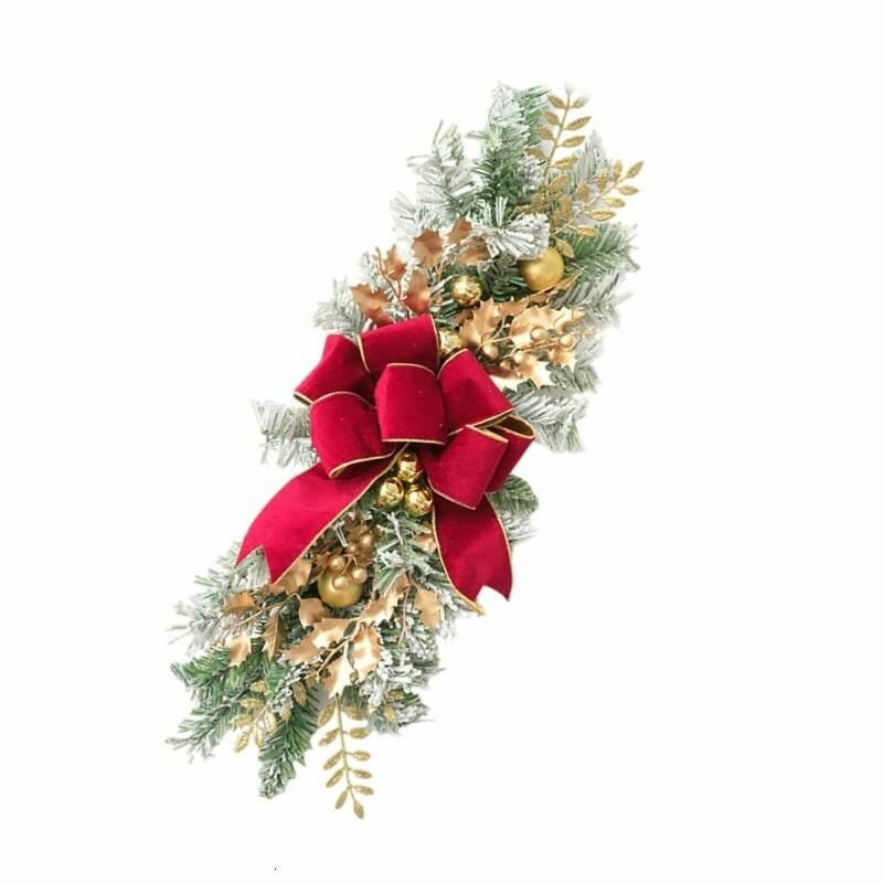 Рождественская Гирлянда-Золотисто-Красная Висит На Стене