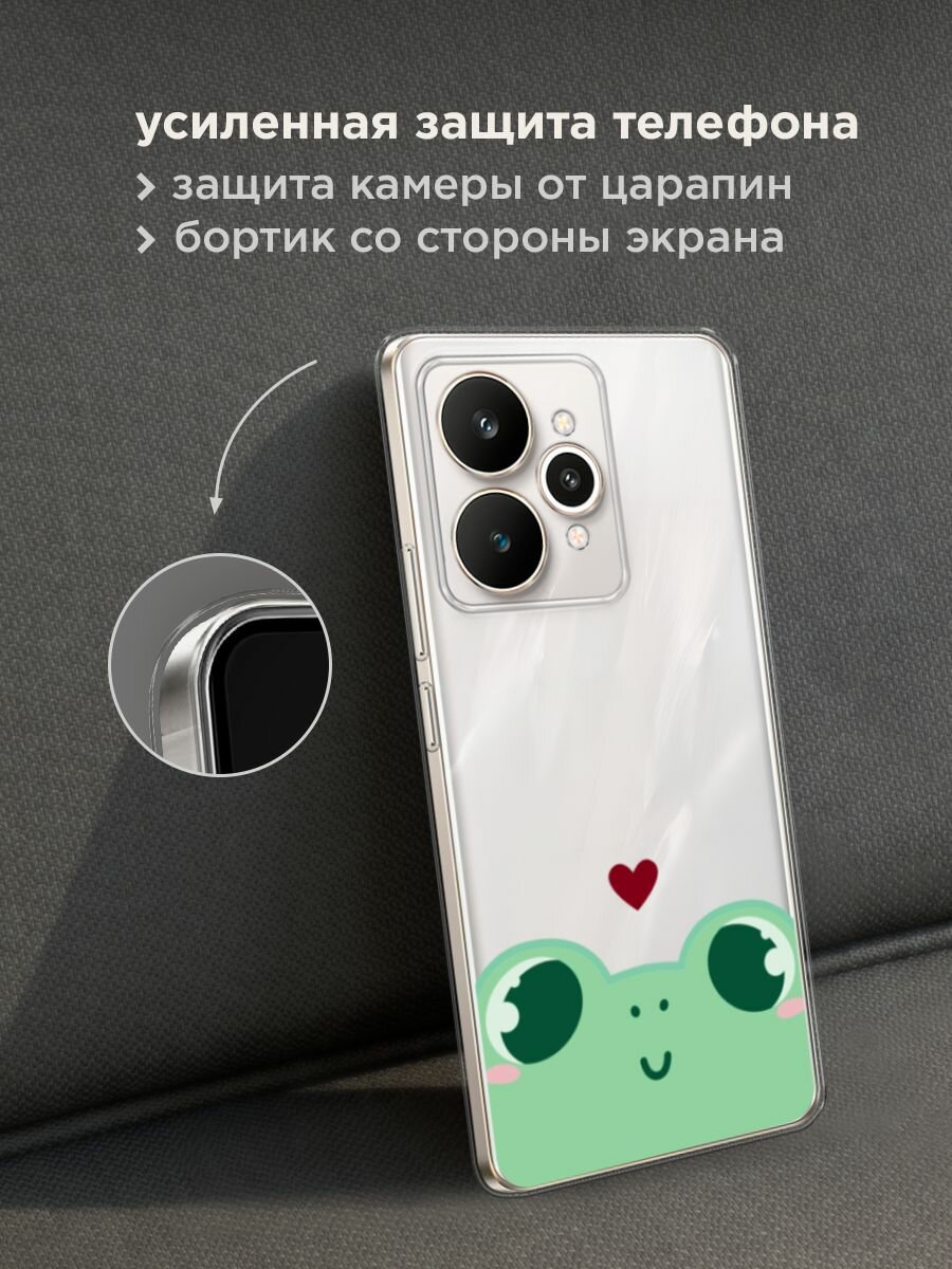 Чехол на Realme 15 / Реалми 15 с принтом "Влюблённая лягушка - 14 февраля", прозрачный — фото 1