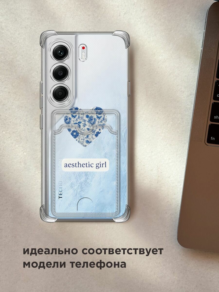 Чехол на Tecno Camon 40 Pro 5G (Текно Камон 40 Про 5G) с картой и принтом "Aesthetic girl" — фото 1