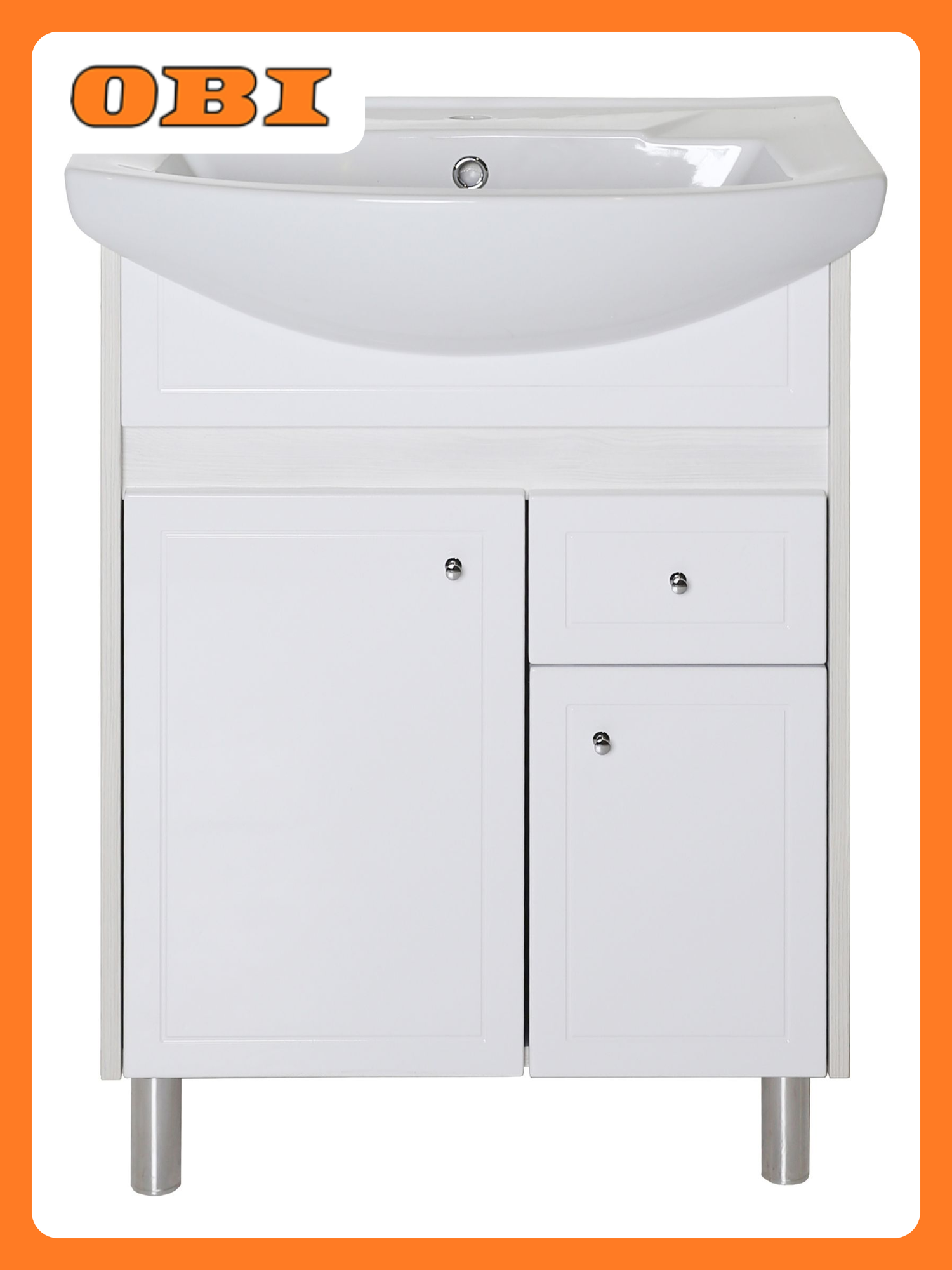 Тумба АСБ Мебель  Орхидея   напольная  с ножками  под раковину  белая  МДФ