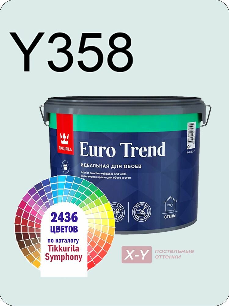 Краска для обоев Tikkurila Euro Trend 9л. пастельные оттенки Y358