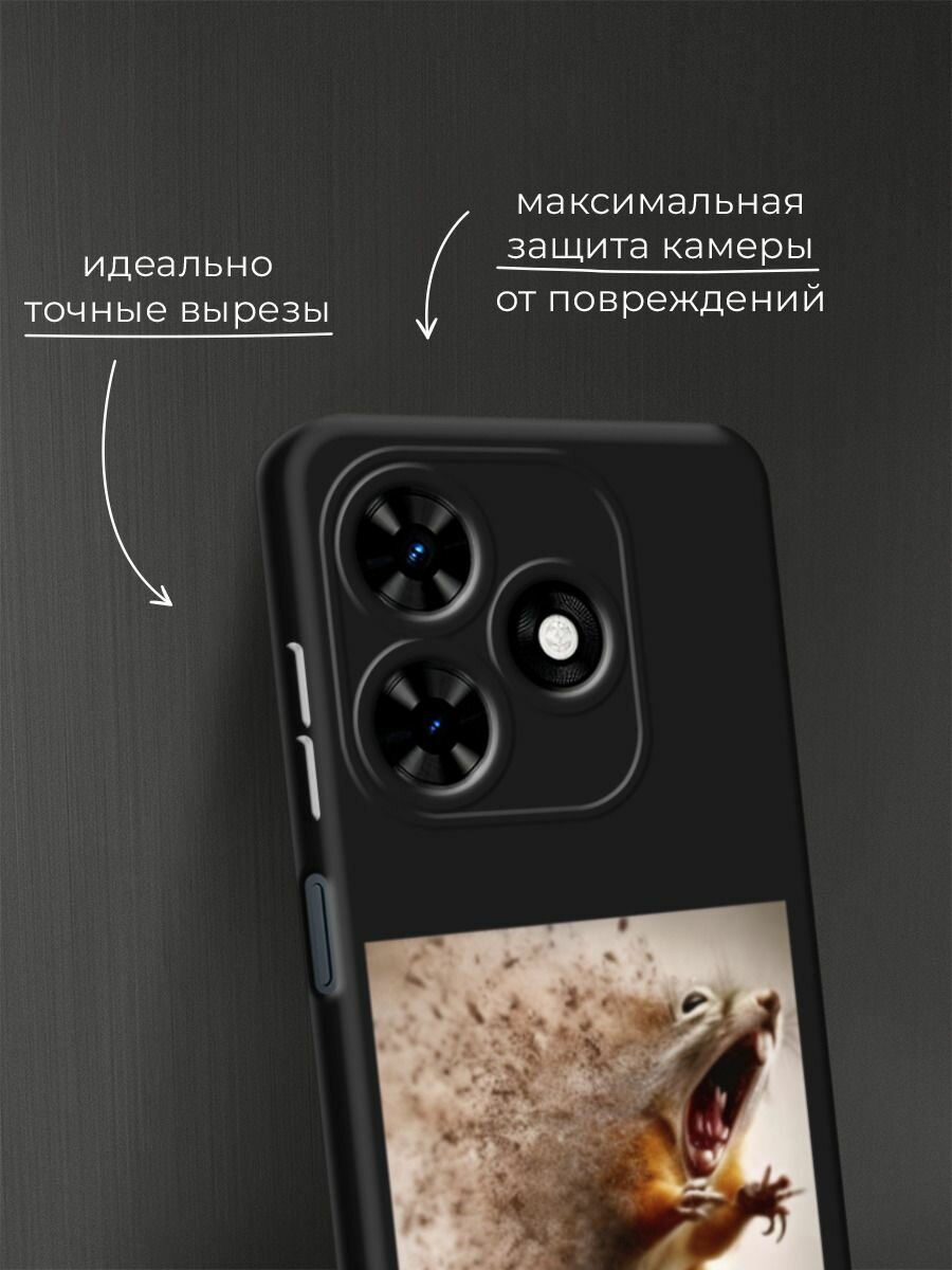 Черный матовый чехол на Tecno Spark Go 2024 / Текно Спарк Го 2024 с принтом Орэшки биг боб — фото 1