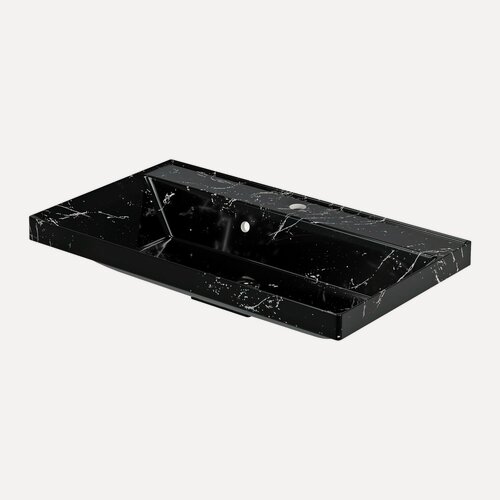 Изображение товара Накладная мебельная раковина Слим 100 с переливом черный мрамор