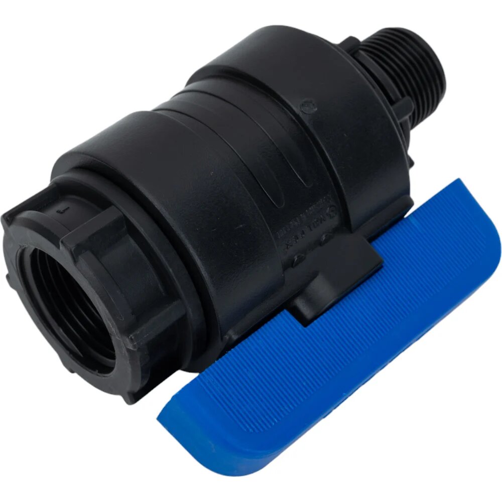 Компрессионный шаровой кран VALFEX ПНД НР/ВН резьба разборный 3/4"- 1"Ду20 1210020034100 для транспортирования воды — фото 1