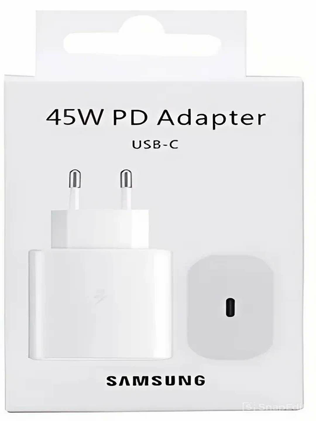 Сетевой зарядный адаптер USB-C PD 45W белого цвета для быстрой зарядки.
