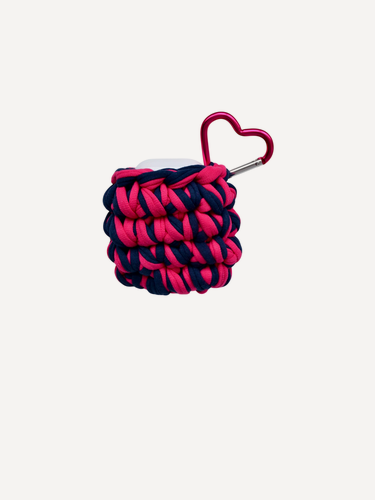 Изображение товара Чехол для наушников, anitochka.shop, с карабином, ручная работа, 7×7 см, фуксия + темно-синий