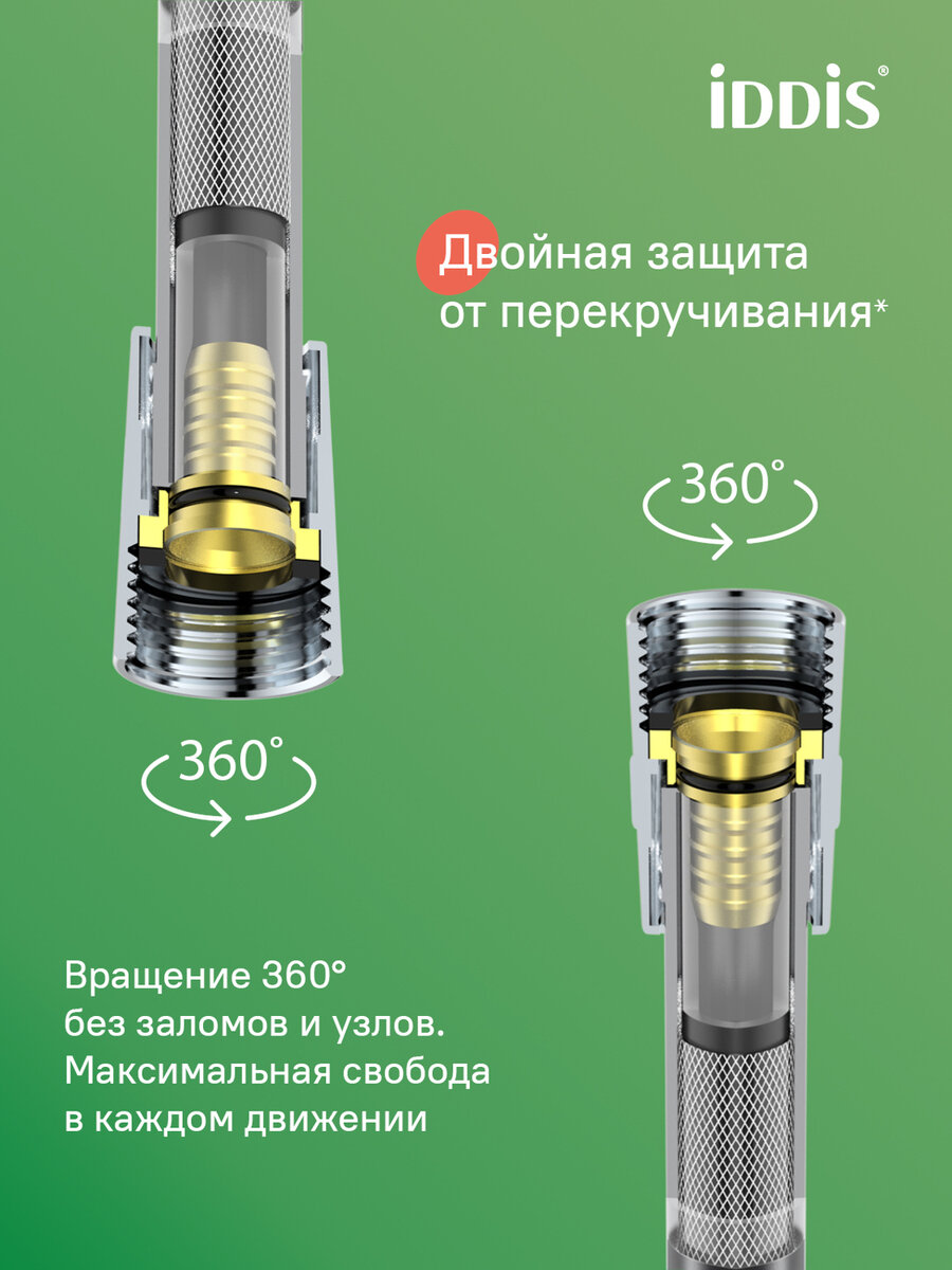 Шланг для душа IDDIS Optima Home ПВХ усиленный A5071112 1.2м — фото 1