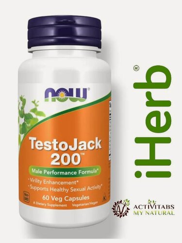 Изображение товара NOW TestoJack, Тесто Джек, Тонгкат Али, Комплекс 200 мг - 60 капсул