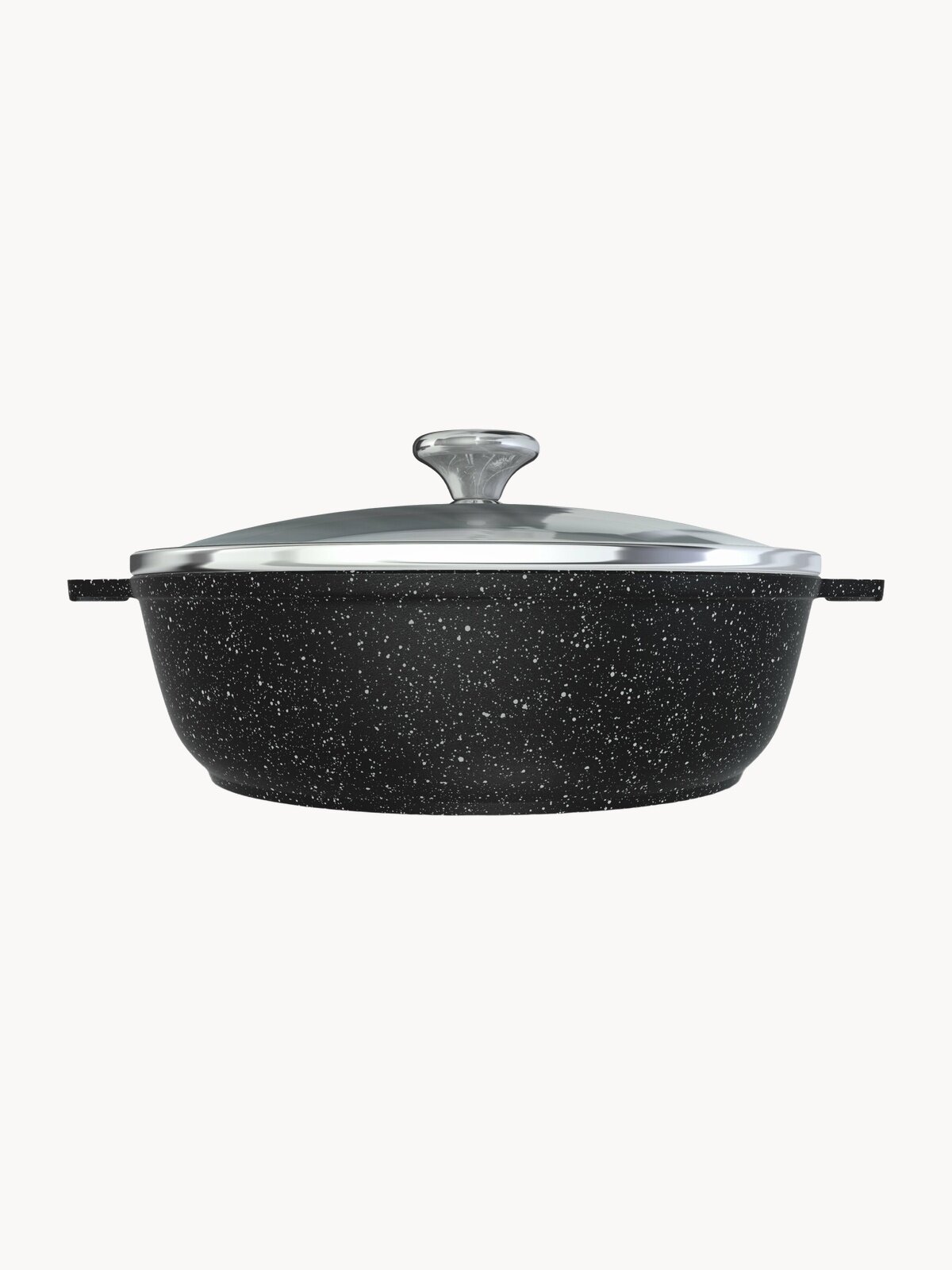 Жаровня 5 л со стеклянной крышкой Каменная Черный гранит