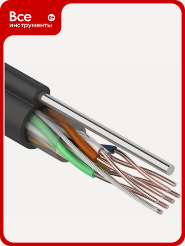 Изображение товара Кабель REXANT витая пара, UTP 4PR 24AWG, CAT5e, наружный, OUTDOOR, + ТРОС1, бухта 305м 01-0046