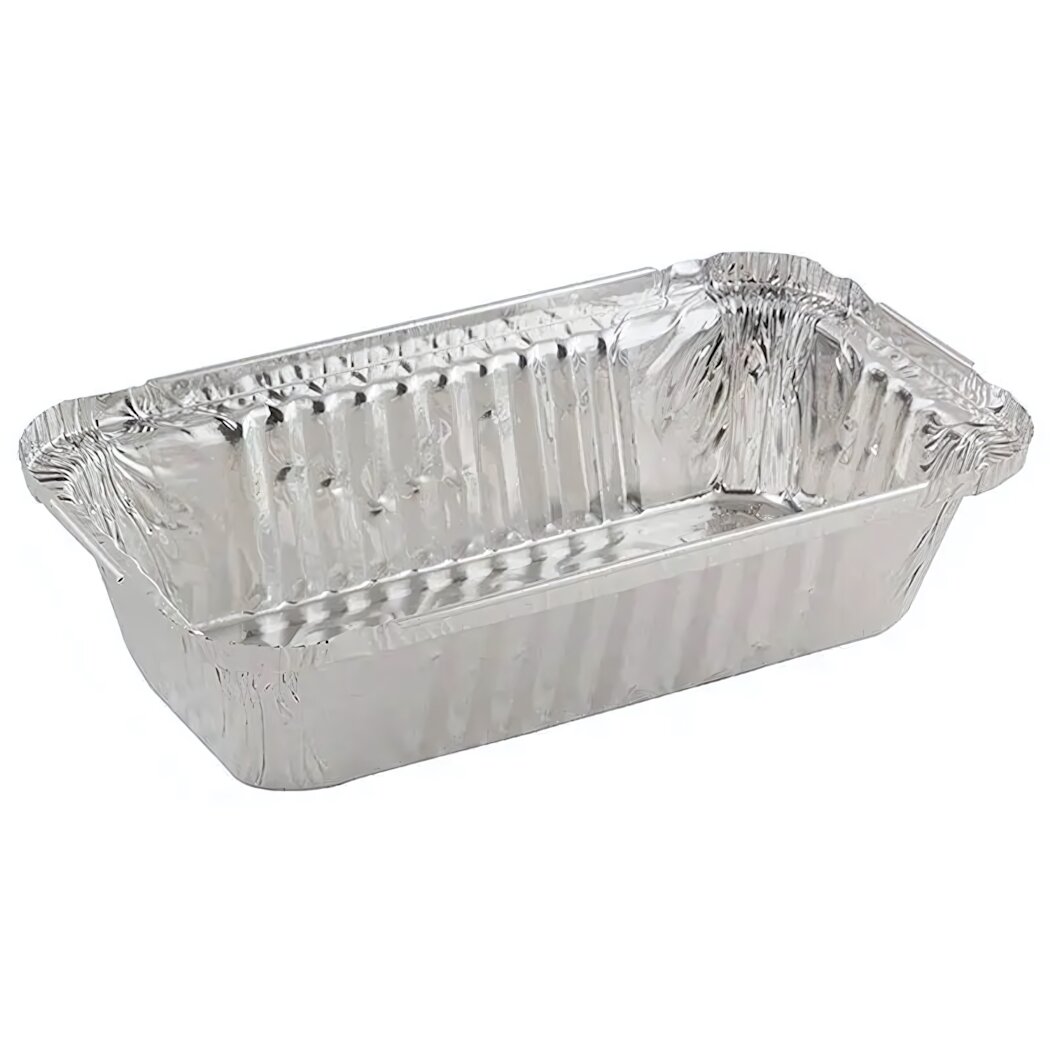 Форма для выпечки алюминиевая одноразовая 202x113x5 см прямоугольная с ребристыми стенками