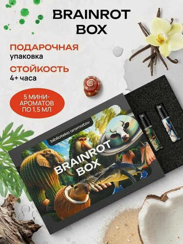 Изображение товара Библиотека ароматов "Брейнрот-бокс" Парфюмерный набор 5 ароматов по 1,5 мл